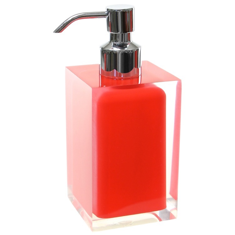 Soap Dispenser, Gedy RA81-06, Square Red Countertop Soap Dispenser